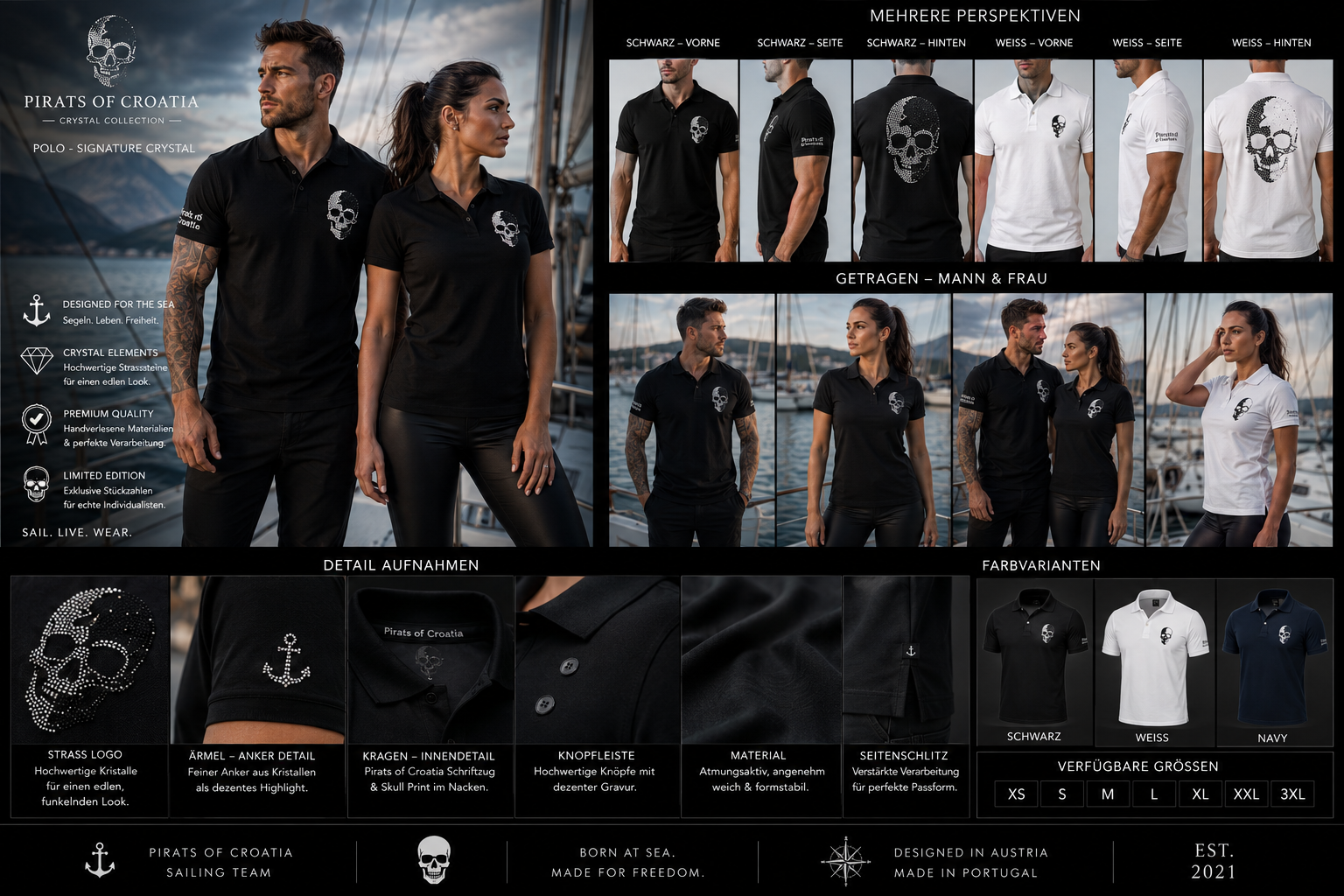 Pirats Premium Polo mit Strass